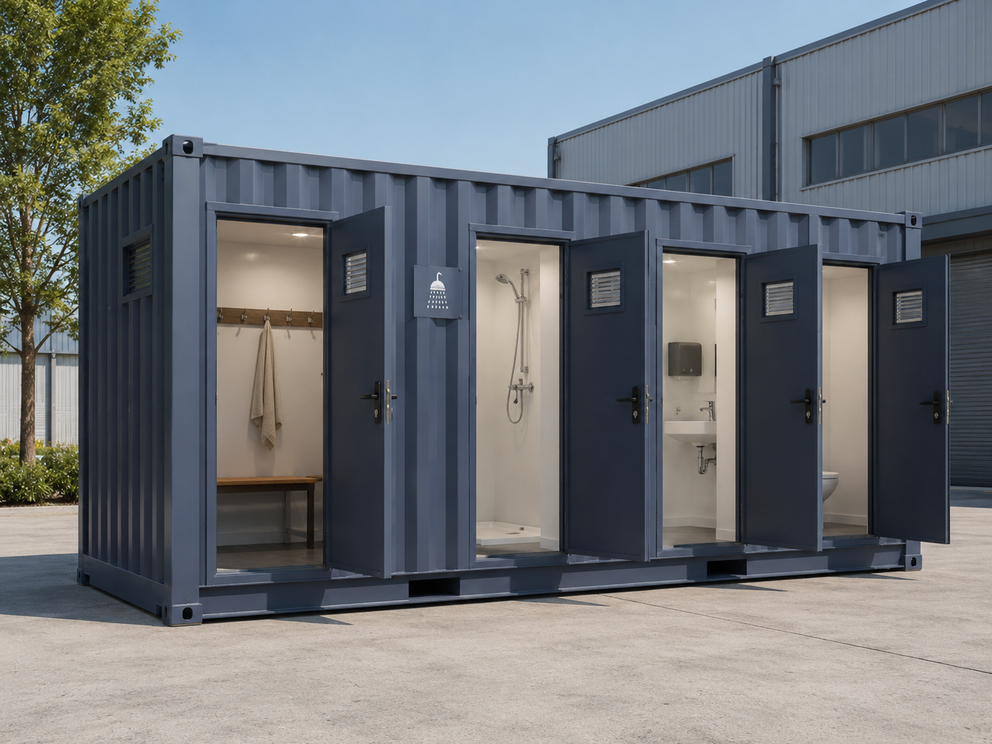 Módulo sanitario con baños y duchas